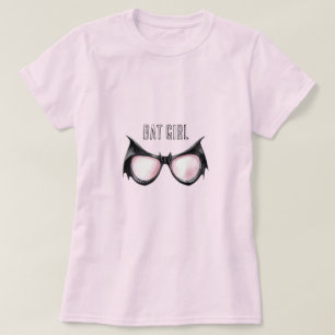 Camiseta Óculos de Menina Morcego Rosa Preta