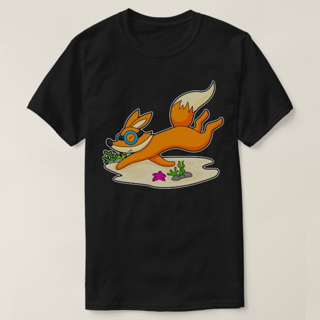 Camiseta Óculos de Nadação do Fox Diver (Frente do Design)
