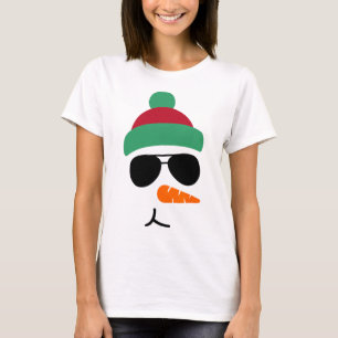 Camiseta Óculos de Natal engraçados de boneco de neve