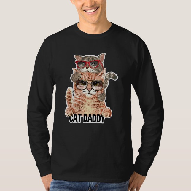 Camiseta Óculos De Pai De Gato Melhor Pai De Gato Alguma Ve (Frente)