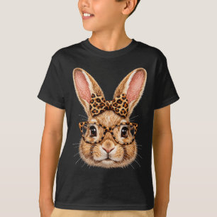 Camiseta óculos de rosto de coelho engraçado bandana de leo