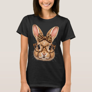 Camiseta Óculos de rosto de coelho engraçado bandana de leo