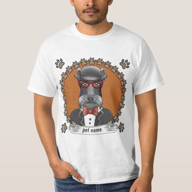 Camiseta Óculos de Schnauzer Idoso (Frente)