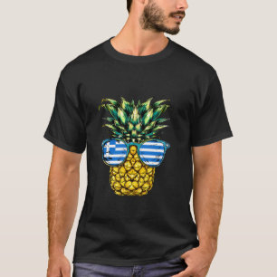 Camiseta Óculos de Sol Abacaxi Bandeira Grega Raízes Gregas