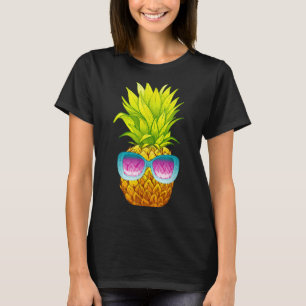 Camiseta Óculos de Sol Abacaxi Praia Engraçado Verão
