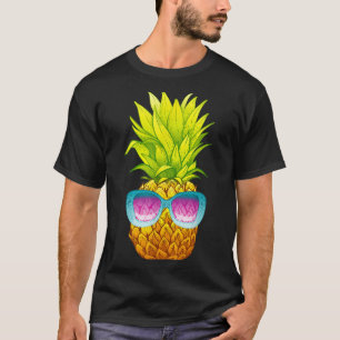 Camiseta Óculos de Sol Abacaxi Praia Engraçado Verão