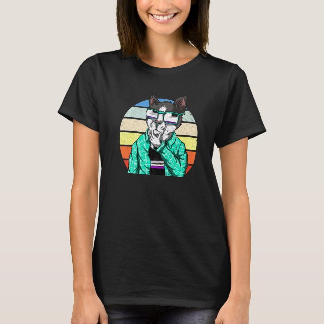 Camiseta Óculos de Sol Ace Pride Bandeira Asexualidade Gato (Frente)