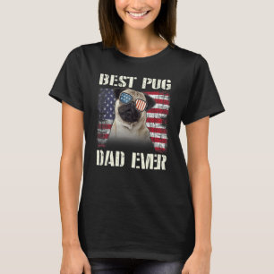 Camiseta Óculos de Sol Amor Pug Melhor do Pai Americano Fl