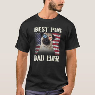 Camiseta Óculos de Sol Amor Pug Melhor do Pai Americano Fl