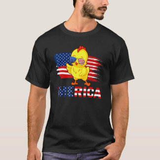 Camiseta Óculos de Sol Bandeira Americana de Frango Merica 