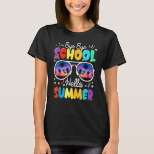 Camiseta Óculos De Sol Bye Bye School Hello Summer No Últim