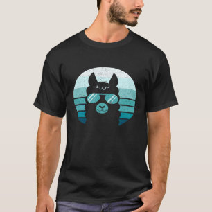 Camiseta Óculos de Sol Cabeça de Lhama Azul Desgastado Pôr