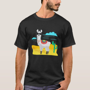 Camiseta Óculos de Sol Cacto Llama Estilo Hipster Sudoeste