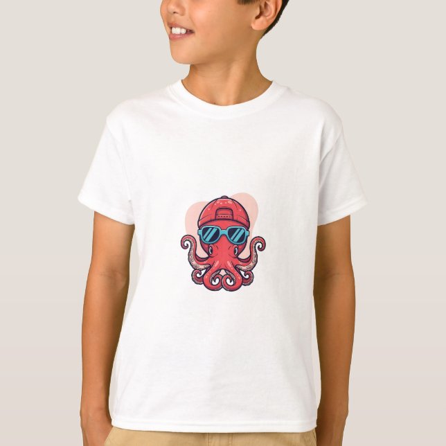 Camiseta Óculos de Sol Cap de Polvo Legal para Crianças (Frente)