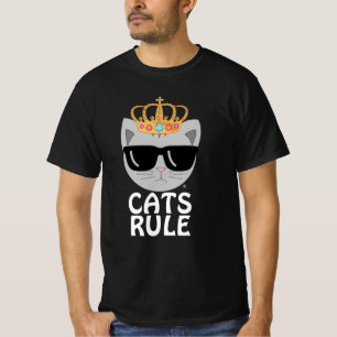 Camiseta Óculos de Sol CATS RULE Gatinha com Coroa de Joias