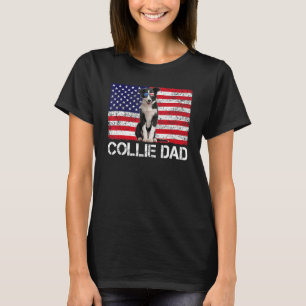 Camiseta Óculos de sol Collie Pai Flag American Usa og