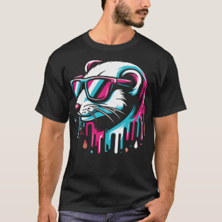 Camiseta Óculos de Sol Coloridos de Doninha Arte Legal
