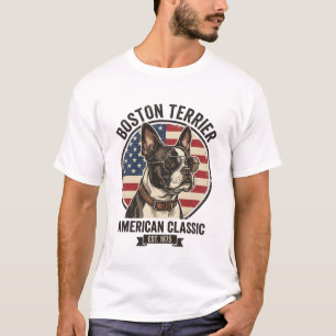 Camiseta Óculos de sol com bandeira americana do cão clássi