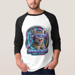 Camiseta Óculos de Sol com Fone de Ouvido de Gato Gamer Ult