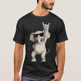 Camiseta Óculos de Sol com Gesto da Rocha do Elefante