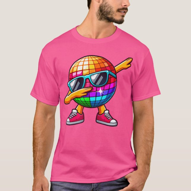 Camiseta Óculos de sol com Led 70S Disco Ball Dabbing Boate (Frente)