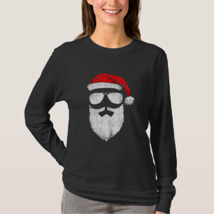 Camiseta Óculos de sol com rosto de Papai Noel com chapéu b