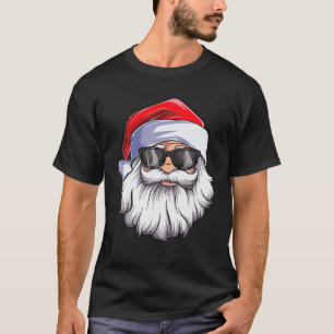 Camiseta Óculos de sol com rosto engraçado do Papai Noel co