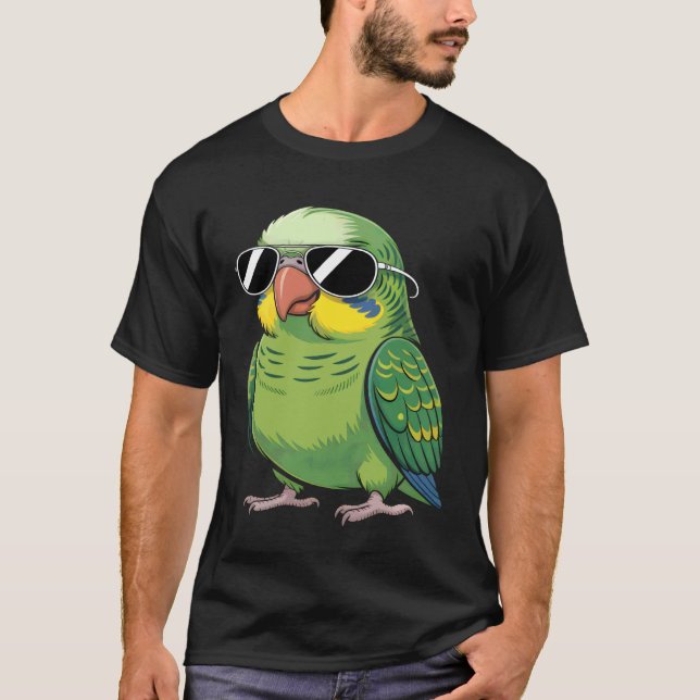 Camiseta Óculos de Sol Cool Budgie (Frente)