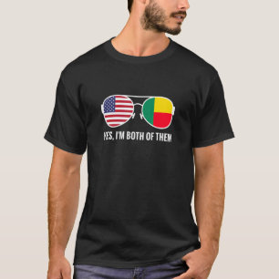 Camiseta Óculos de sol da bandeira do Benim americanos Beni