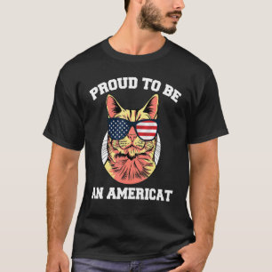 Camiseta Óculos de sol da bandeira dos EUA gato Orgulhoso p
