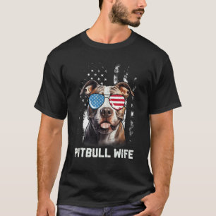 Camiseta Óculos de Sol da Esposa do Pitbull com a Bandeira