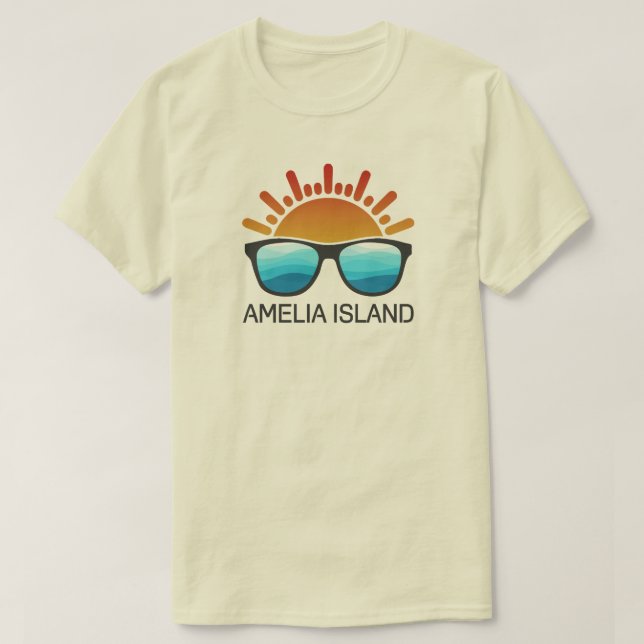 Camiseta Óculos de Sol da Ilha Amelia Flórida (Frente do Design)