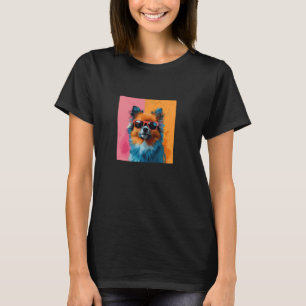 Camiseta Óculos de sol da Pomerânia - Gráfico retrógrado co