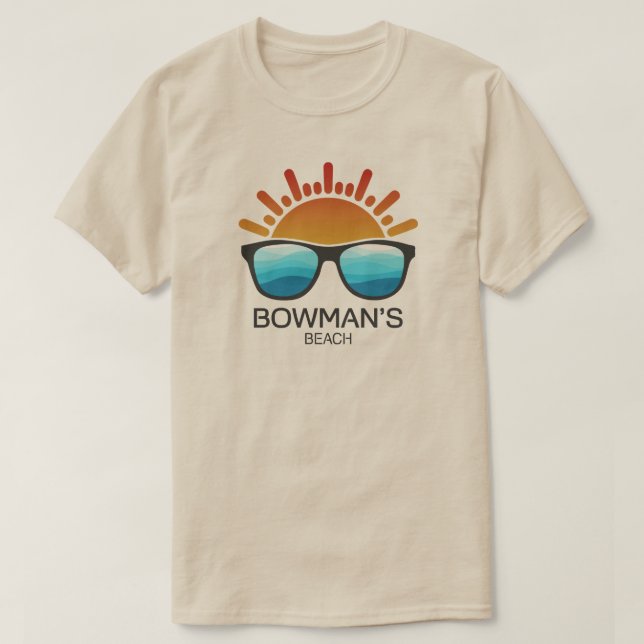 Camiseta Óculos de Sol da Praia de Bowman's Florida (Frente do Design)