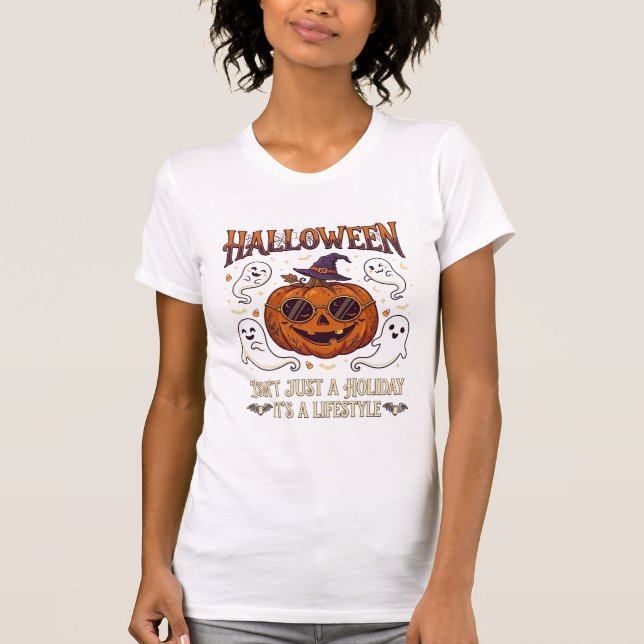 Camiseta Óculos de sol de abóbora de Halloween Bruxa G (Frente)