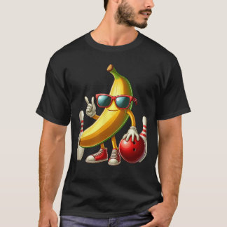 Camiseta Óculos de sol de banana jogando boliche fruta engr