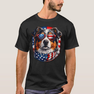 Camiseta Óculos de Sol de Cachorro Australian Shepherd com