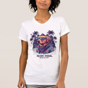 Camiseta Óculos de Sol de Cachorro da Unidade Retro K9 Neon