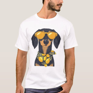 Camiseta Óculos de Sol de Cachorro Dachshund Legal Limões