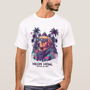 Camiseta Óculos de Sol de Cachorro Neon Howl Retro K9 Unida