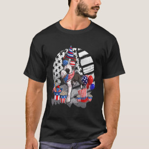 Camiseta Óculos de sol de cachorro Pitbull preto fofo Bande