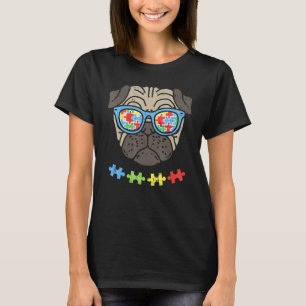 Camiseta Óculos de Sol de Cachorro Pug de Conscientização s