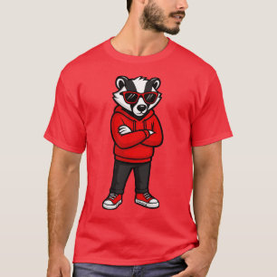 Camiseta Óculos de Sol de Cartoon de Texugos Legais Roupa
