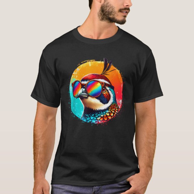 Camiseta Óculos de sol de codorna Cool Tie Dye Ilustração d (Frente)