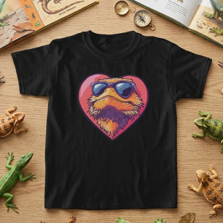 Camiseta Óculos de Sol de Coração de Dragão Barbudo Legal