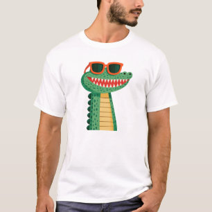 Camiseta Óculos de sol de crocodilo engraçados, animal de d