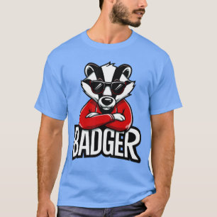 Camiseta Óculos de sol de desenho animado de texugos legais