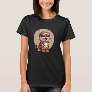 Camiseta Óculos de Sol de Gatinho Fofo e Divertido Amante d