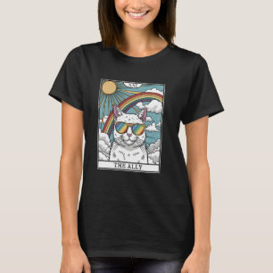 Camiseta Óculos de Sol de Gato Aliado Engraçado LGBTQ Gay L