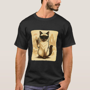 Camiseta Óculos de Sol de Gato Birmanês Música Rock Engraça